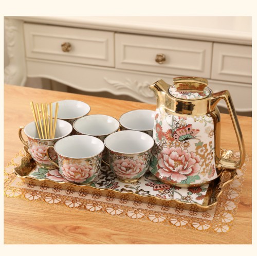 TEA SET BLOSSOM  WHITE GREEN